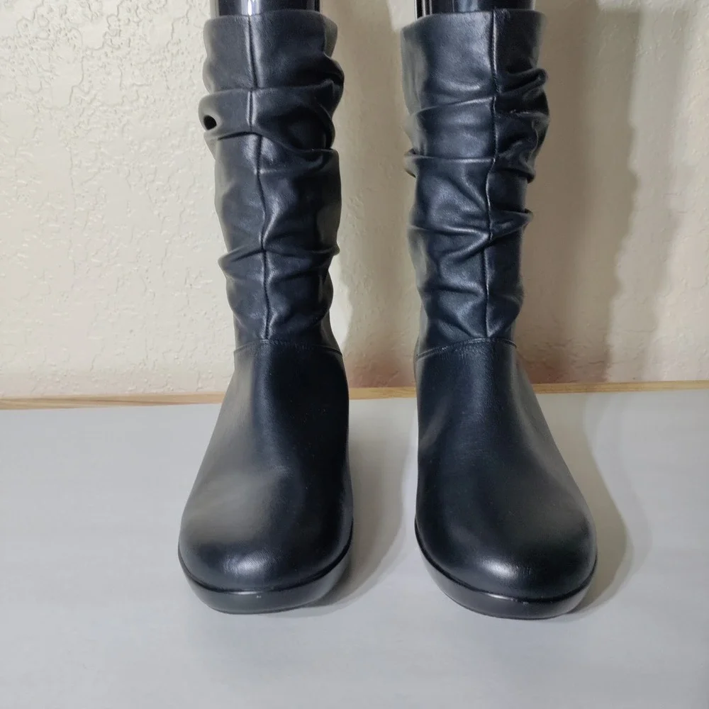 Dansko Womens Black Leather Slouch Mid Calf Boots Size 41 2205020200 Comfort